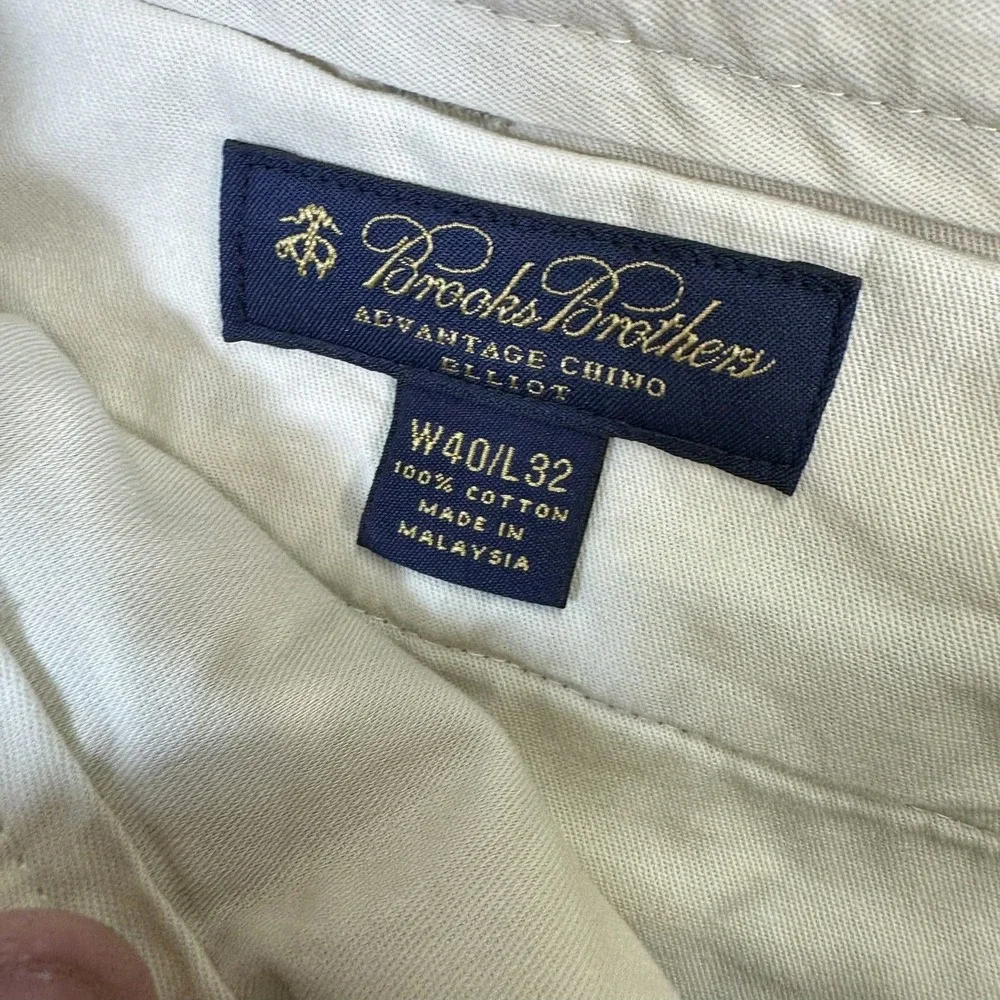 Brooks Brothers Elliot Advantage Chino Men 40x32 Khaki Beige Pleated Cuffed Pant
